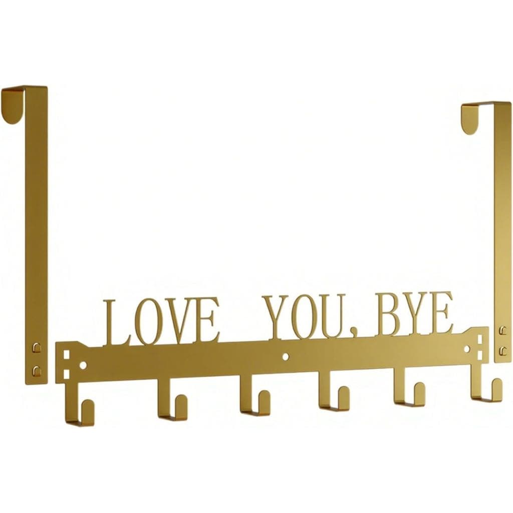 Ganchos para Pendurar na Porta, Love You, Bye, Suporte para Toalhas de Banheiro, Cabide para Toalhas (Dourado, 1 Unidade