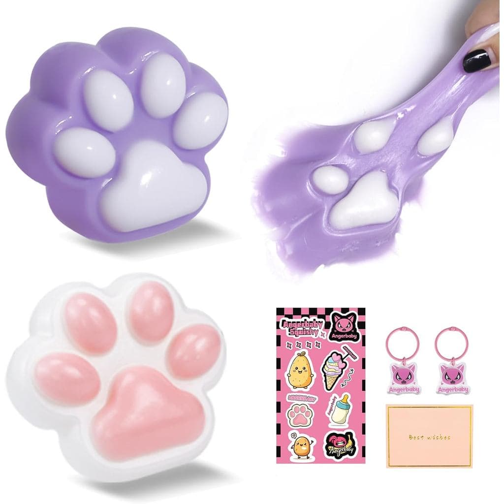 Caixa de Presente Taba Squishy Paw, Brinquedos de Apertar em Forma de Pata de Gato, Squishies Fofos Feitos à Mão, Bola d