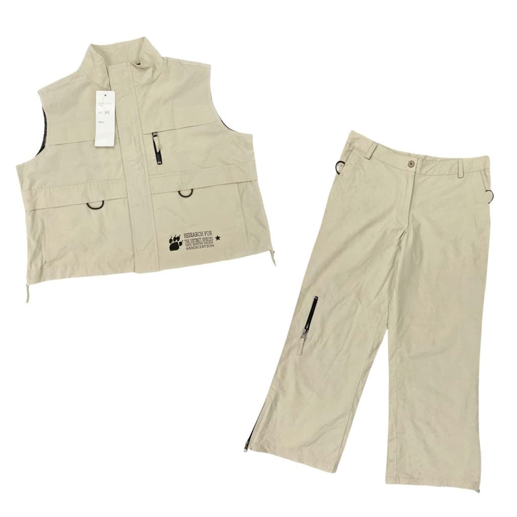 C2136 comércio exterior novo estilo feminino primavera outono ao ar livre Casual gola alta fotografia colete + calças co
