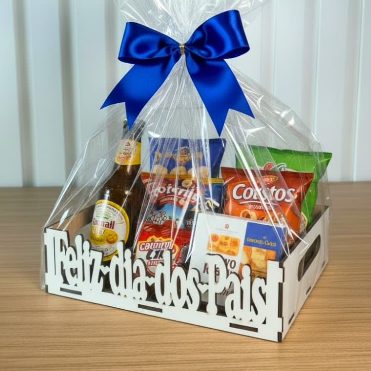 Cesta Feliz Dia Dos Pais Caixa Presente Artesanal Base Decorativa