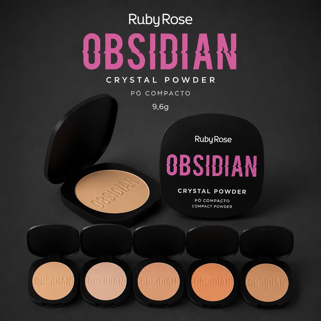 Pó Compacto Crystal Powder – Coleção Obsidian By Ruby Rose