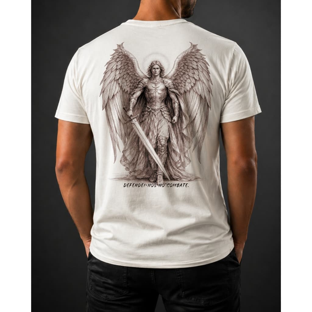 [Camiseta Premium em Algodão Puro]CC Camiseta São Miguel Arcanjo Defendei-nos Combate