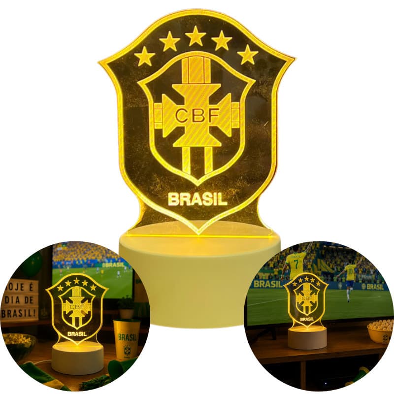 Abajur Brasil Futebol LED 3D Luz Noturna Decorativa Para Quarto