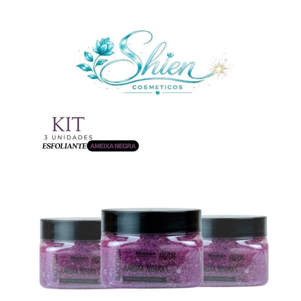Kit 3 Esfoliante Frutas Corpo E Rosto Ameixa Negra 300G Rhenuks (Afilhado)