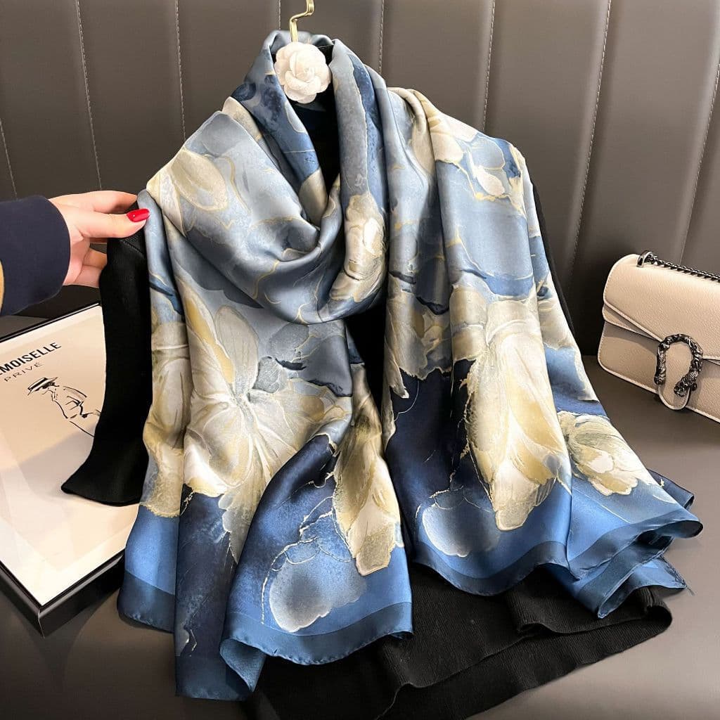 Chrilla Jesto Feminino Novo Design De Moda Verão Viagem Pashmina Flor Impressa Imitado Lenço Hija De Seda