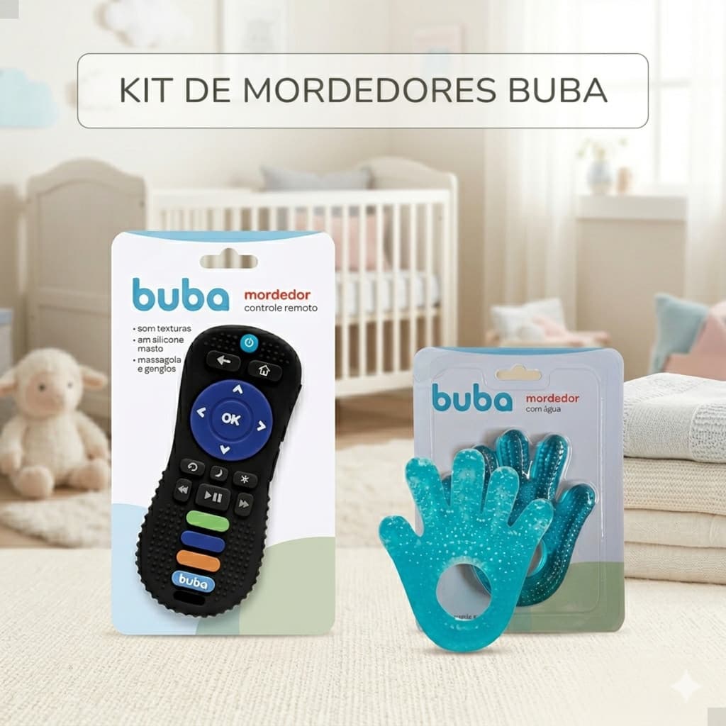 Kit Mordedores Buba para bebê Mãozinha e Controle remoto