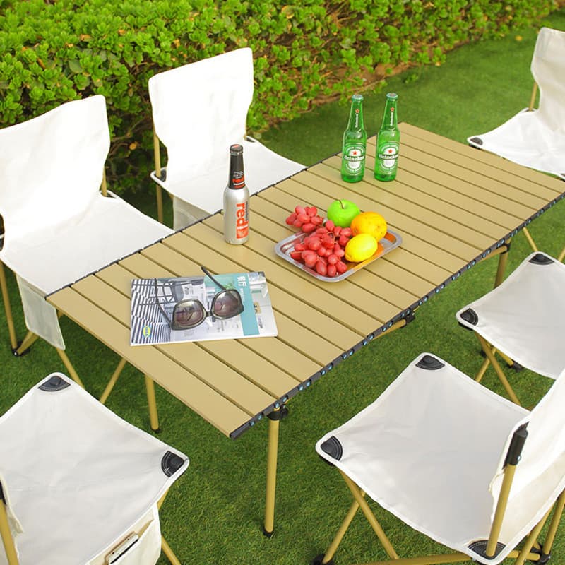 Conjunto de cadeira de mesa dobrável ao ar livre portátil mesa de rolo de ovo integrado mesa de jantar piquenique acampa