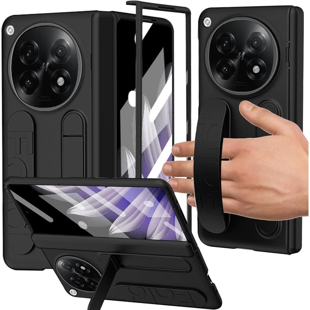 Capa para Oppo Find N6 com alça de dedo e suporte, proteção completa com proteção para a dobradiça da tela, protetor à p