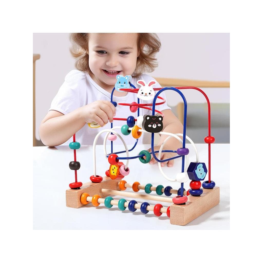 Contas de enrolamento de três linhas para crianças, brinquedos de inteligência multifuncional, bebê Montessori, educação