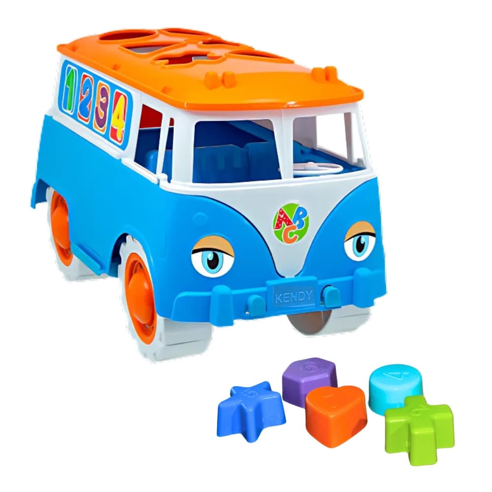 Kombi Brinquedo Educativo Menino - Pedagógico Infantil - Com 6 PÇ de Encaixar - INMETRO