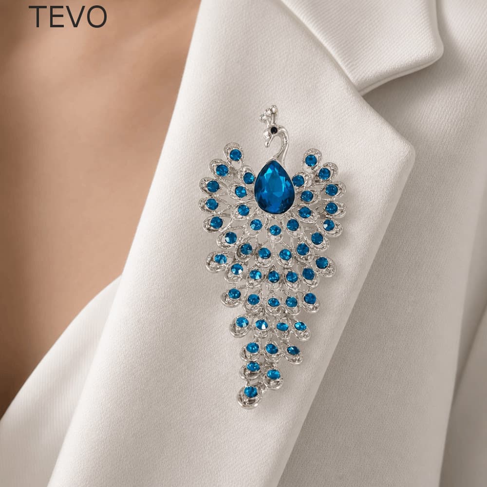 Broche De Strass Pavão TEVO , Clipe De Phoenix Colorido E Requintado , Alfinete De Flor De Peito De Luxo De Cristal