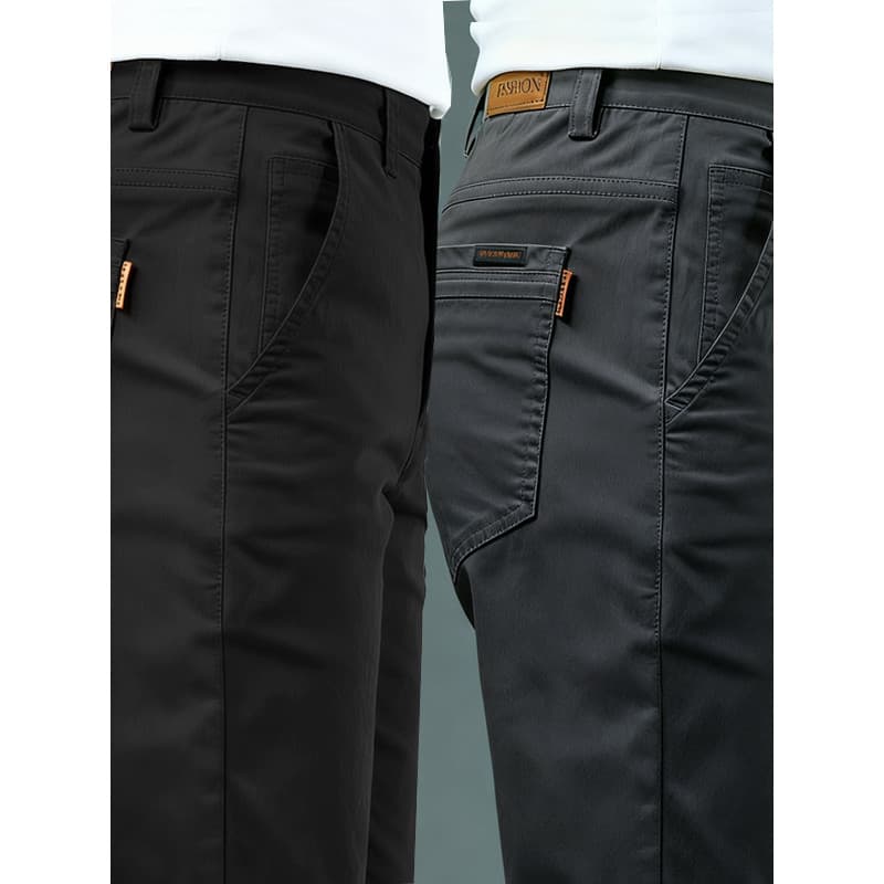 High-End outono calças casuais masculinas fino-ajuste em linha reta 2025 novo estilo All-Match negócios puro algodão sol