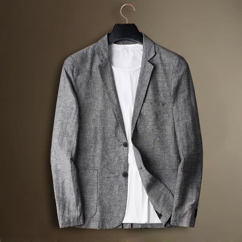 Terno de linho masculino outono fino terno Blazer masculino topo negócios Casual primavera outono único ocidental fino