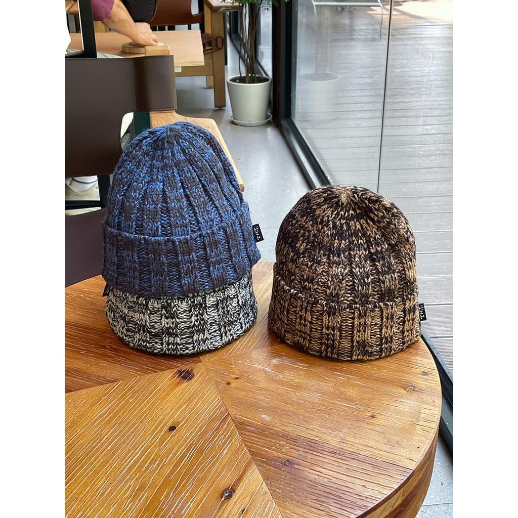 Novo estilo sinfonia cor misturada chapéu de lã feminino inverno à prova de frio quente Baotou cor misturada chapéu de m