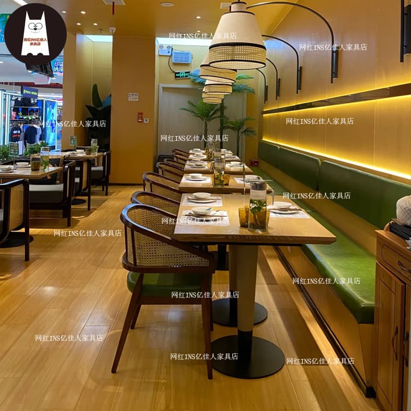 Retro ocidental restaurante mesa de madeira maciça cadeira combinação estilo Hong Kong chá restaurante bolo cozimento so