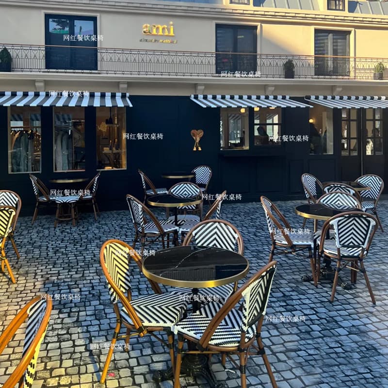 Café francês sobremesa loja mesa ao ar livre cadeira combinação Retro b & b Bar restaurante mesa de jantar mármore quadr