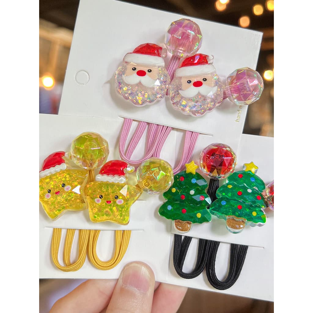 Crianças anel de cabelo de natal elástico não machuca o cabelo bonito decoração rabo de cavalo enrolamento corda de cabe