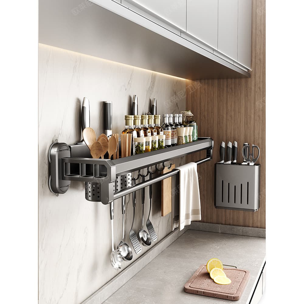 Ventosa prateleira de cozinha multifuncional fixado na parede titular faca pauzinho titular perfuração-livre doméstico i