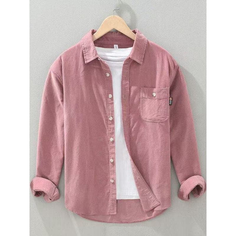 Estilo japonês veludo camisa de manga comprida macacão masculino jaqueta primavera outono simples juventude estilo Hong