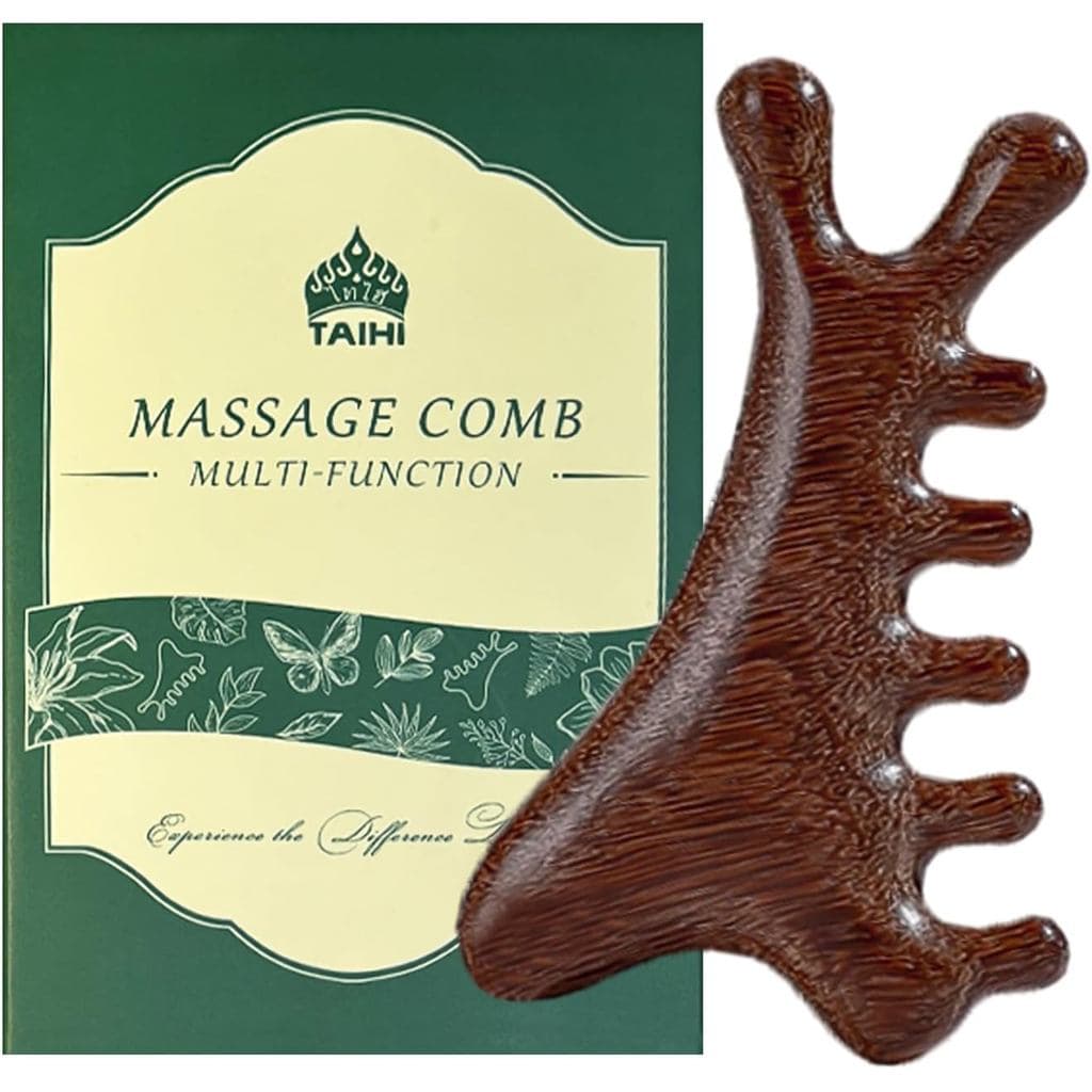 Pente Massageador de Couro Cabeludo de Madeira TAIHI, Pente de Massagem 100% de Madeira Natural para Crescimento Capilar