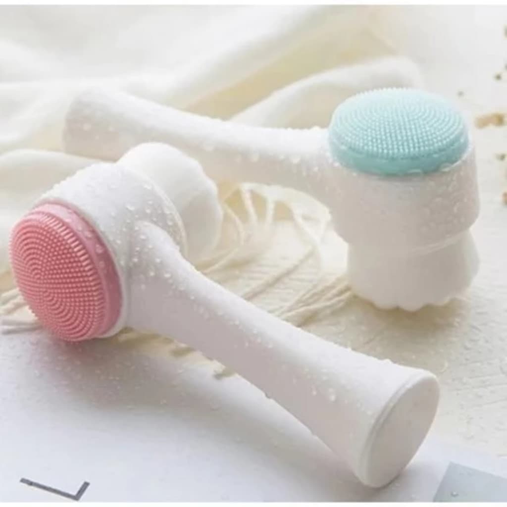 Kit 2 Escovas Faciais 2 em 1 de Silicone – Limpeza Profunda dos Poros, Massagem Facial e Controle da Oleos---WJ