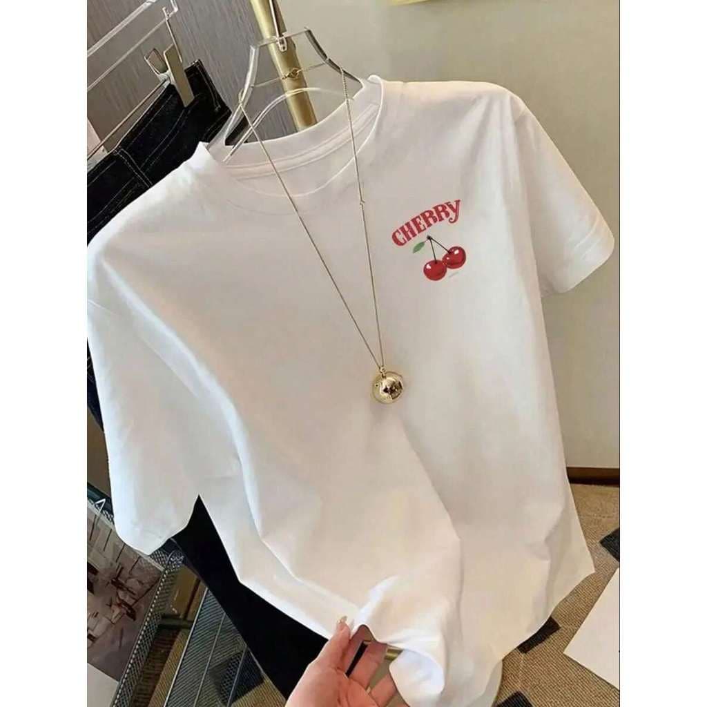 Camiseta DTF Cherry Cereja Premium Gola Redonda 100% Algodão Fio 30.1