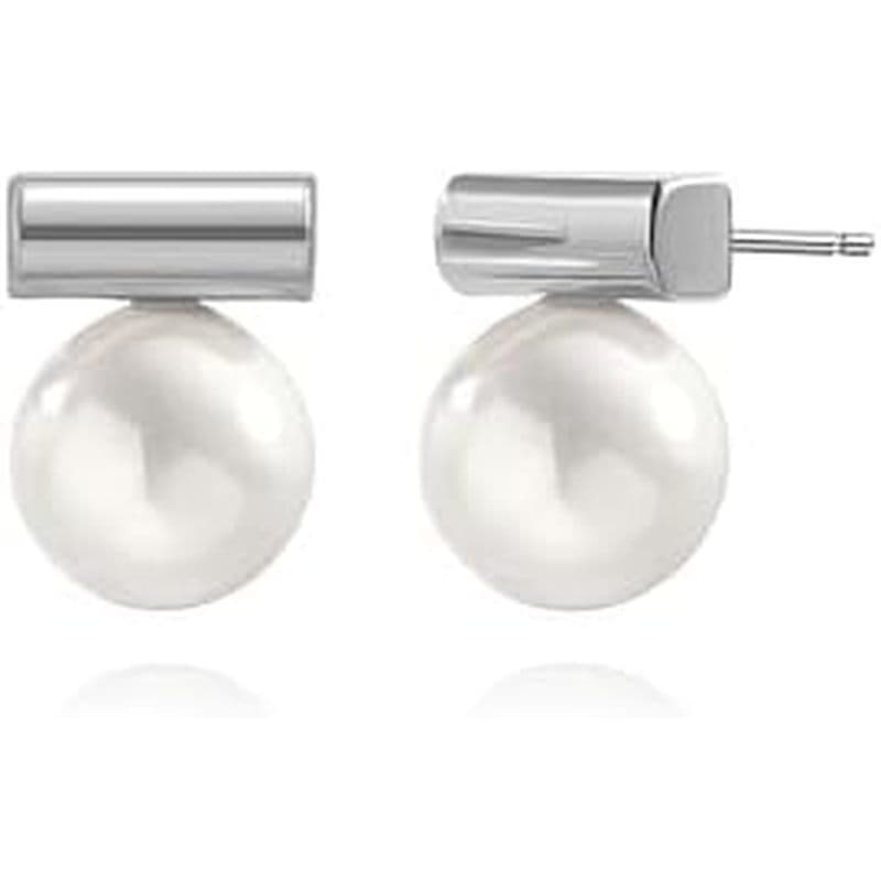 925 Prata Esterlina Hoop Escolhido A Dedo AAA + Qualidade 7.5-8mm Branco De Água Doce Cultivada Pérola Balançar Brincos