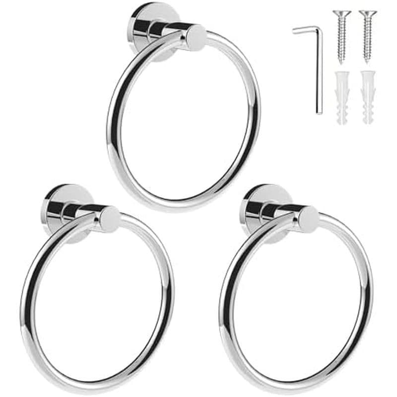 SetSail Suporte De Toalha Para Parede De Banheiro , Anel Preto Fosco , De Mão De Aço Inoxidável , Cabide Resistente Banh