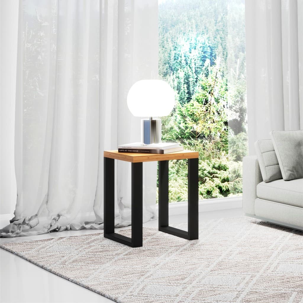 Mesa Lateral MDF 44x44cm para Sofá e Sala Moderna Freijó Preto