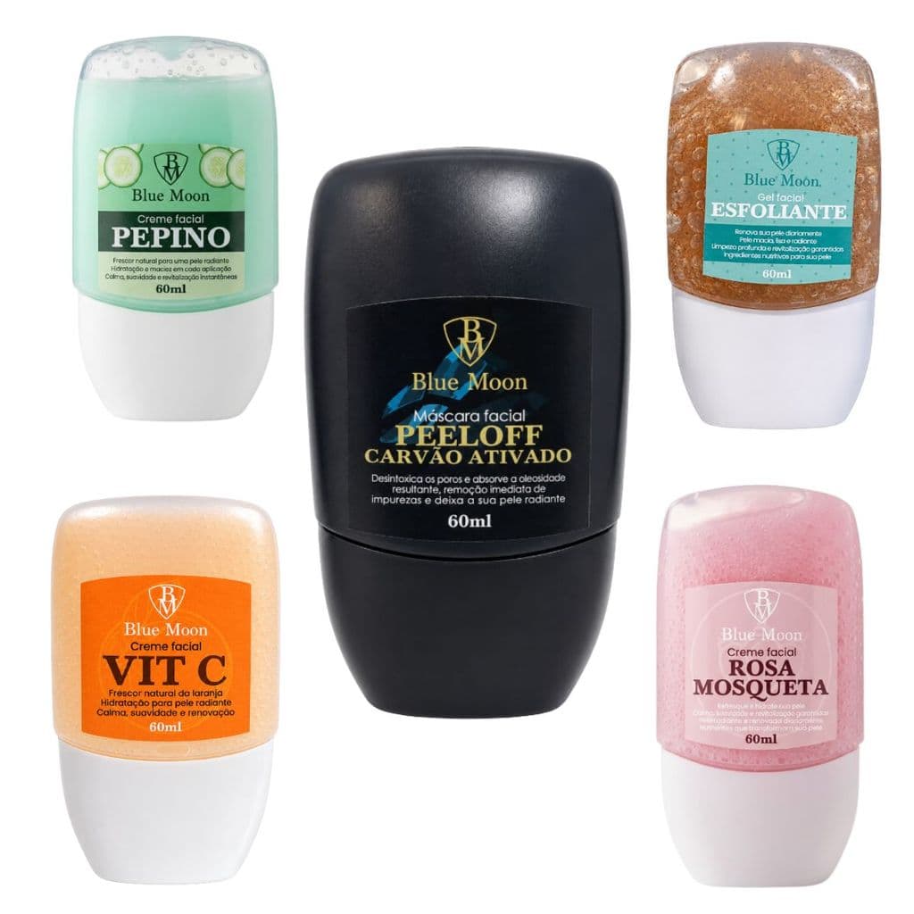 Skin Care Facial  Esfoliante Mascara Hidratação Rosa Mosqueta Vitamina C Pepino Carvao Ativado