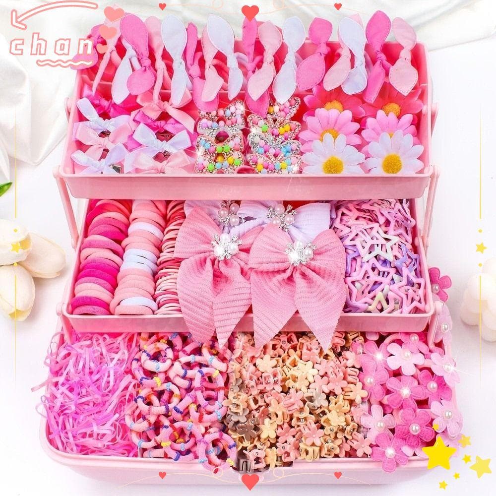 Conjunto De Acessórios De Cabelo CHANBR , Grampos De Tecido Colorido , Faixas Elásticas De Plástico , Decoração Meninas