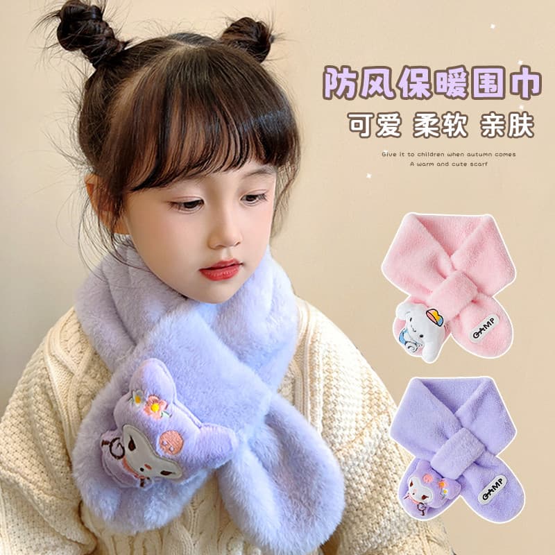 Crianças Kuromi cachecol 2024 novo estilo bebê cachecol de pelúcia meninos meninas à prova de frio quente inverno à prov