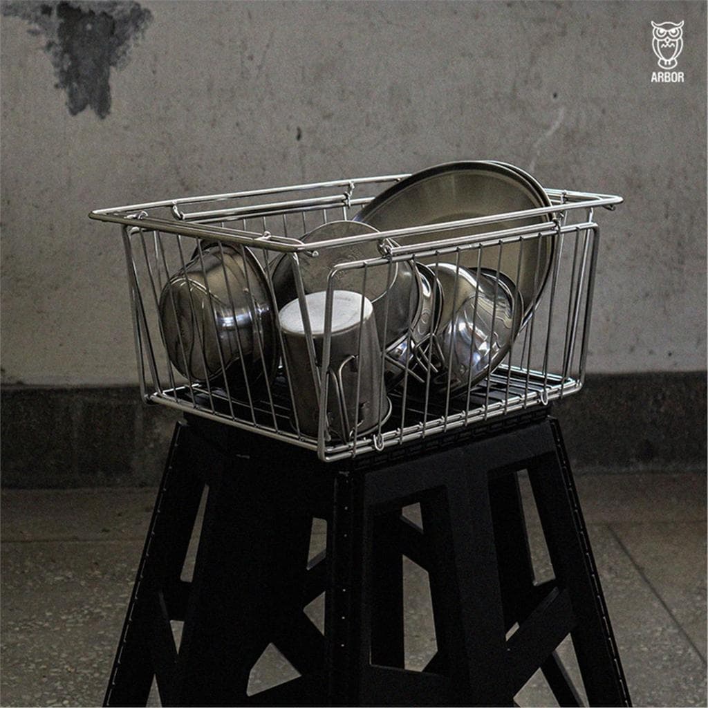 ARBOR ao ar livre IGT cesta dobrável de aço inoxidável cesta de armazenamento multifuncional placa de mesa portátil coru