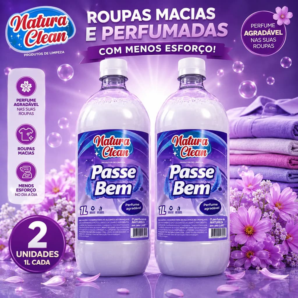 Kit 2und Passe Bem Natura Clean 1 Litro
