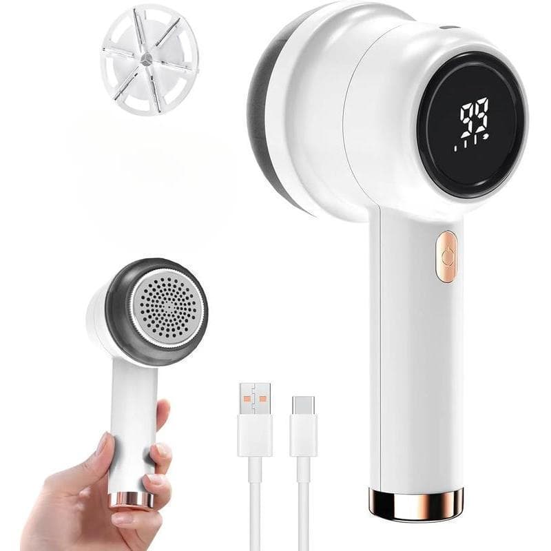 Removedor de Pelos e Fiapos de Tecido Sem Fio – Recarregável, 6 Lâminas, 3 Configurações de Velocidade, Display LED, Ade