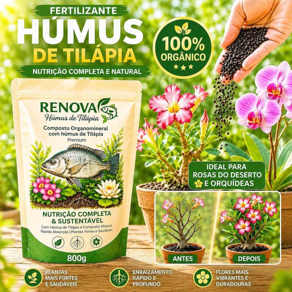 Adubo Fertilizante Renova Flores 800g - Ideal para Rosas do deserto, Orquídeas e Ornamentais