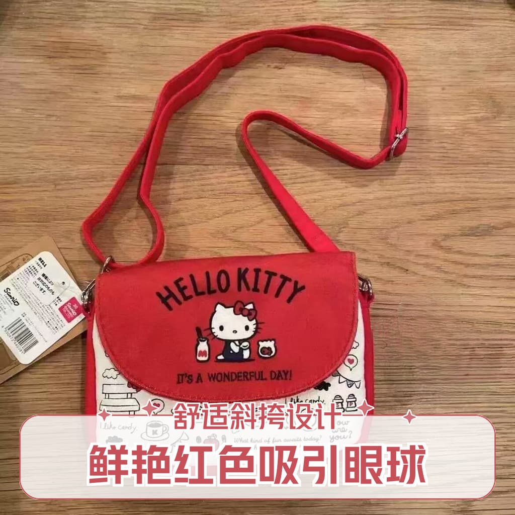 Xinjiang armazém helloKt bolsa mensageiro Hello Kitty bolsa de ombro bonito dos desenhos animados bolsa de lona saco do
