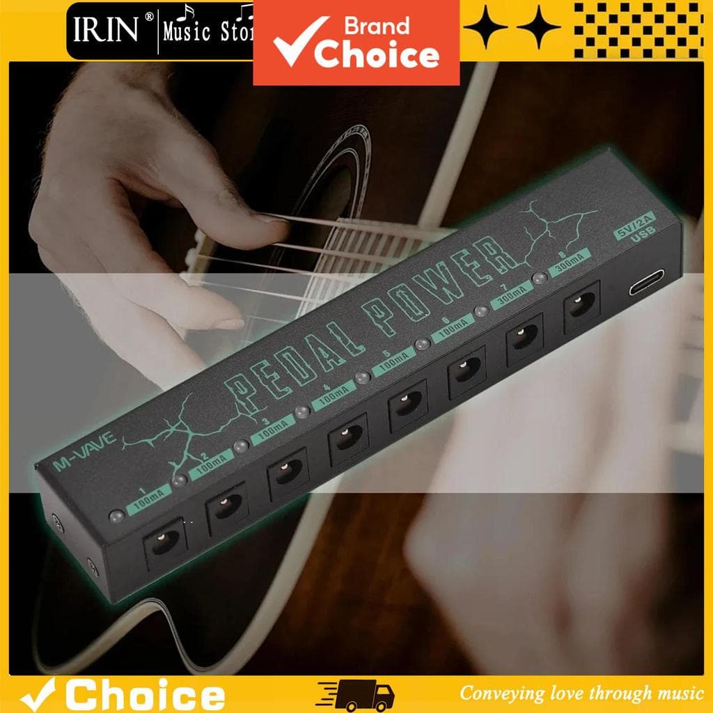 M-VAVE PEDAL POWER Fonte de Alimentação para Pedais de Efeito de Guitarra Isolada 8 saídas DC 9V 100mAh ou 300mAh Saída