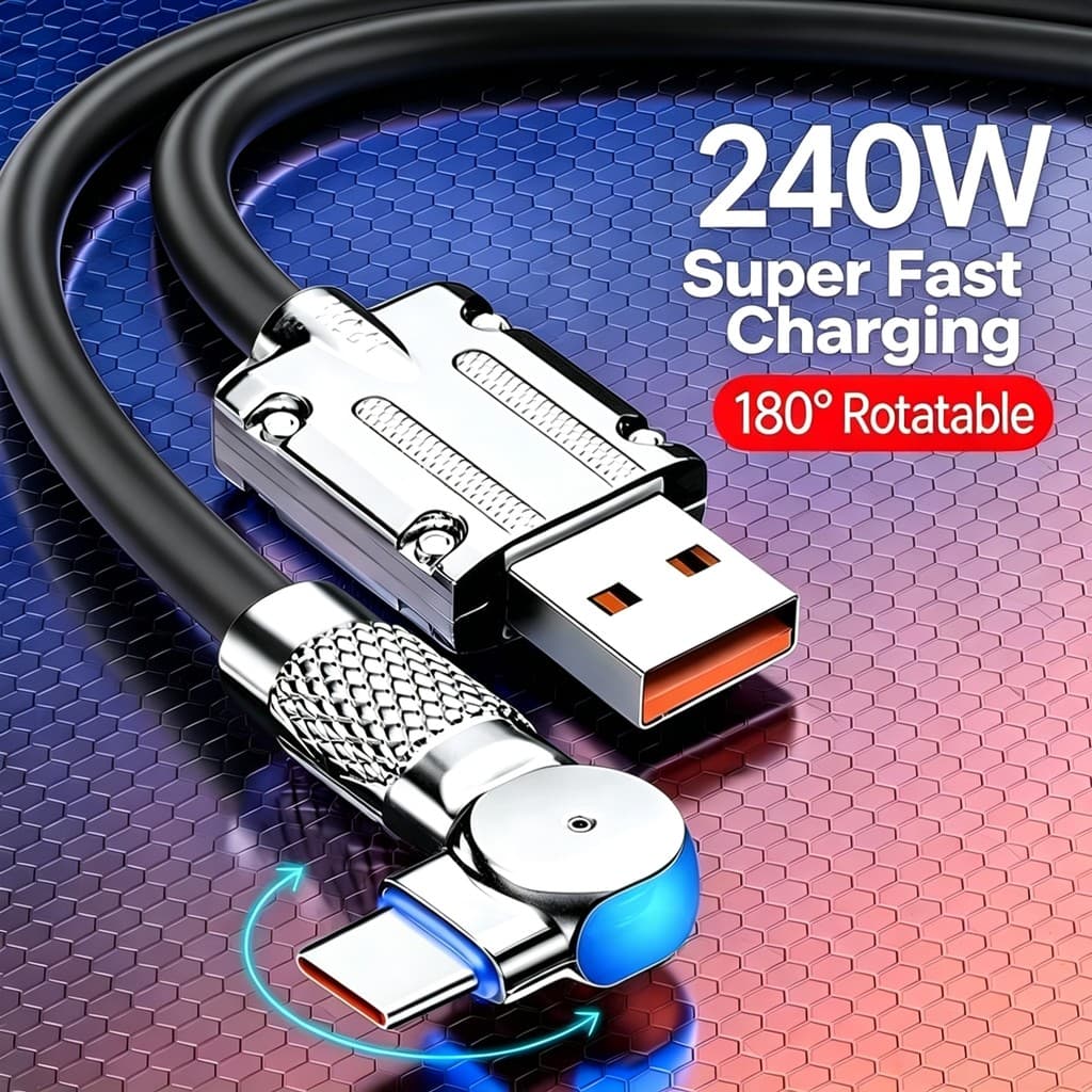 Suportes De Carregamento Rápido 180 ° Cabos De Rotação Cabo Carregador Giratório Para Micro USB iOS Tipo C ZB