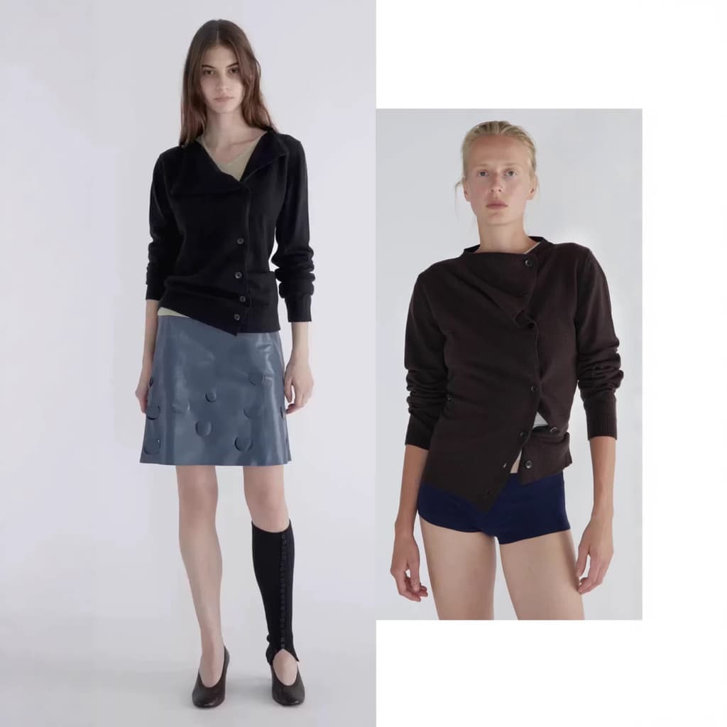 Espanha Paloma lã 25 outono inverno novo estilo cor sólida em torno do pescoço único Breasted lã misturada malha Cardiga
