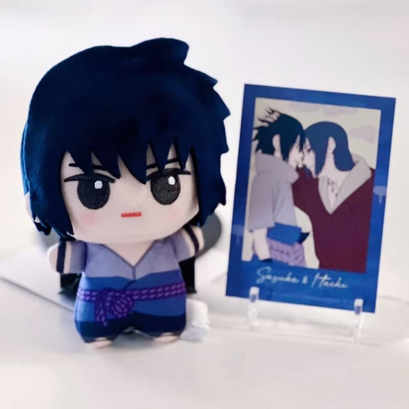 Naruto Sasuke Uchiha Boneca De Pelúcia 10cm Bonito Chibi Macio Brinquedo Chaveiro Saco Charme Presente Colecionável Para