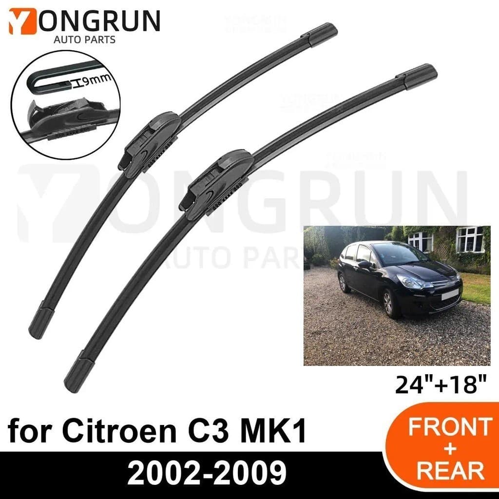 Limpadores De Para-Brisa Dianteiro De Carro , Citroen C3 MK1 2002-2009 , Lâmina De Limpador De Borracha 24 " + 18 " , Ac