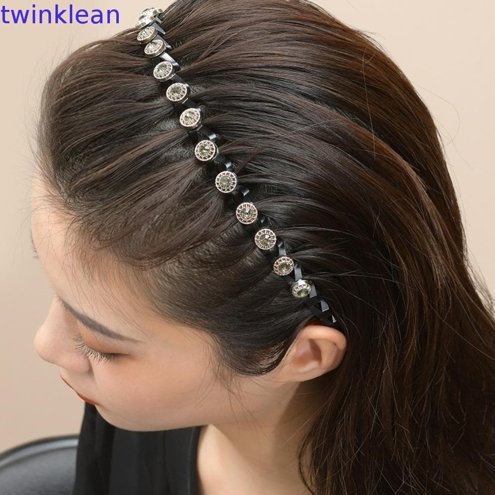 TWINKLEAN Preguiçoso Homens Trança De Cabelo Argolas , Flor Zircão Trançado Ferramentas Hairband , Clipes Torcidos