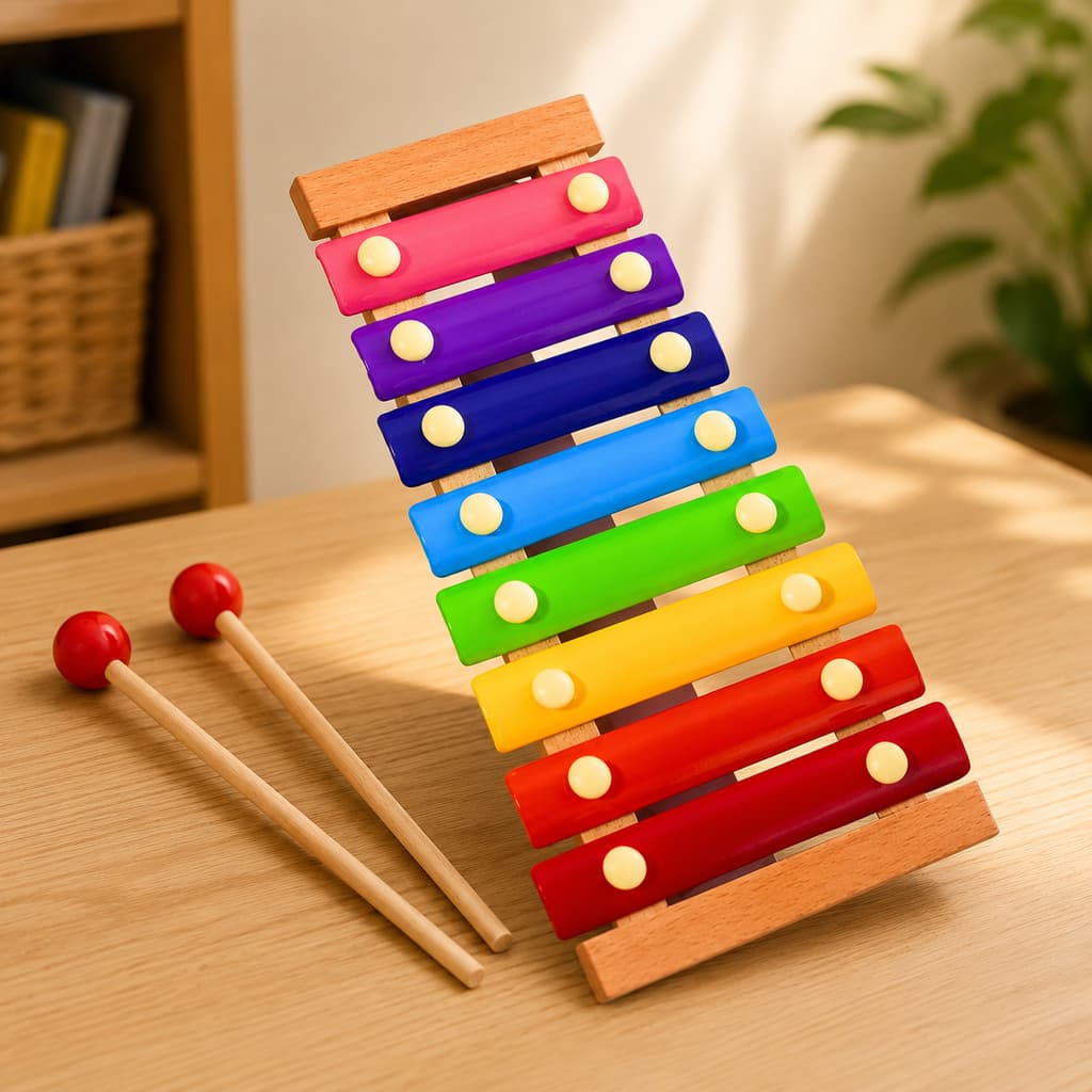 Xilofone Instrumento Musical Infantil Com 8 Notas