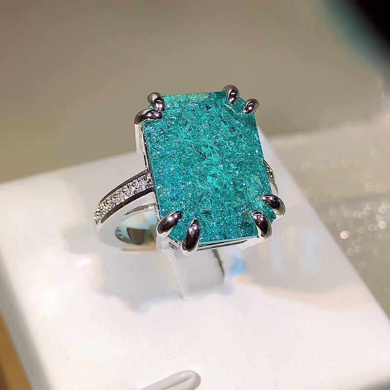 Novo anel de pedra preciosa em forma de flor de gelo, anel de zircônia cúbica elegante, anel de diamante de noivado esti