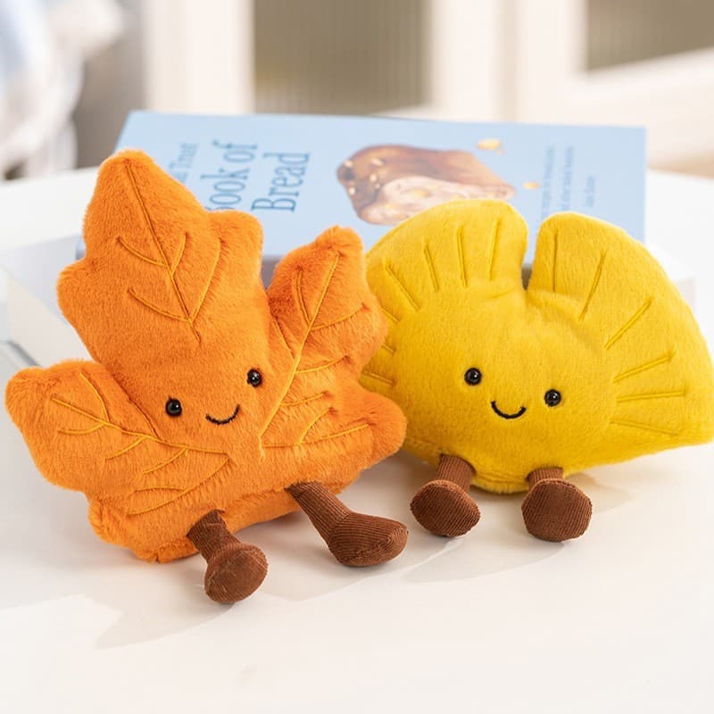 Outono atmosfera Ginkgo Maple leaf brinquedo de pelúcia boneca tridimensional folha macia pode decorativo quarto boneca