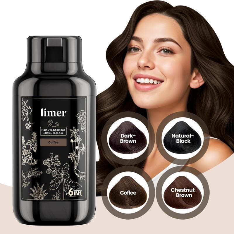 6Combination1Shampoo de Coloração Instantânea para Cabelo, Tintura para Cobrir Cabelos Brancos, Ingredientes à Base de E