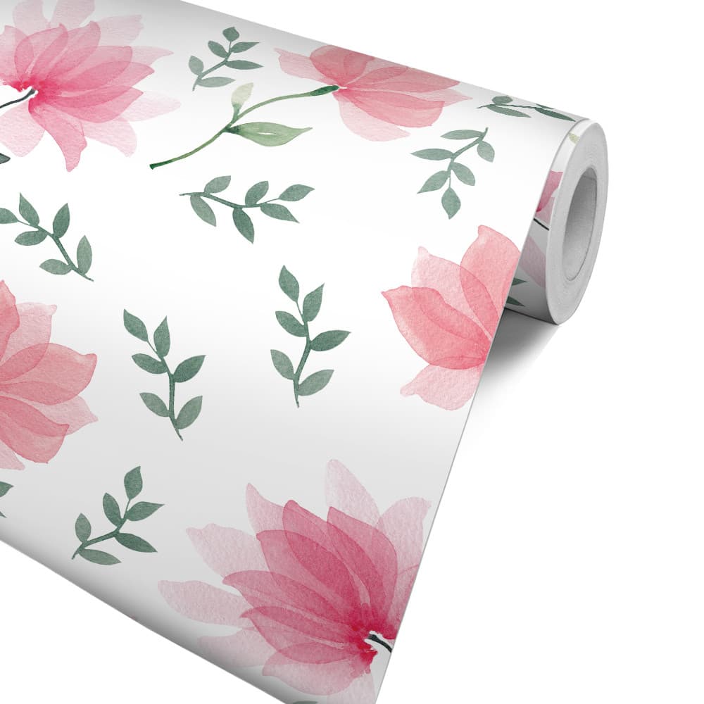 Papel de Parede Para Sala Floral Flores Rosa Adesivo Lavável Quarto Casal Feminino