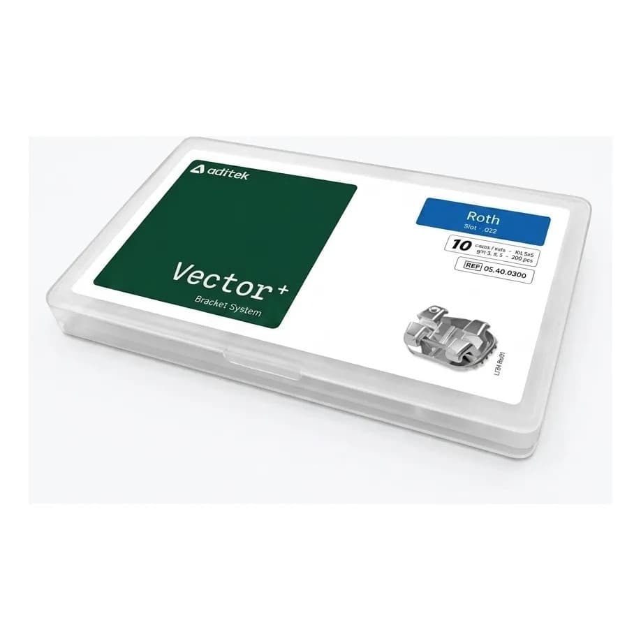 Kit Bráquete Metálico Vector+ Roth 022 10 Casos - Aditek