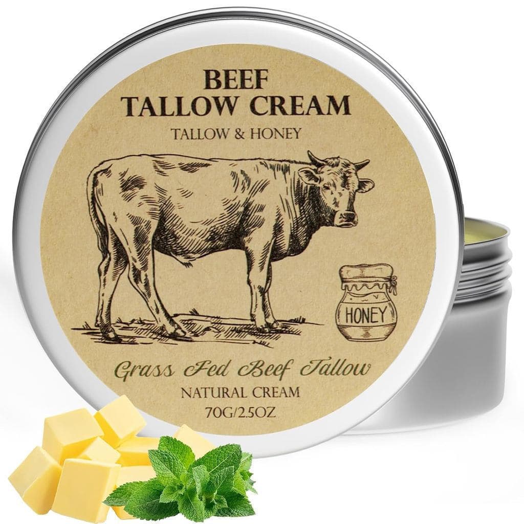 Sebo de bovino para cuidados com a pele, pomada de sebo de bovino com mel, hidratante facial de sebo de bovino, pomada d